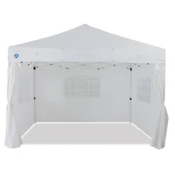Z-Shade Venture 12 X 10 Foot Outdoor Pop Up Canopy Tent With Light Filtering Side Panels And A 4 Pack Of Z-Shade Wrap Around Leg Weight Bags, White