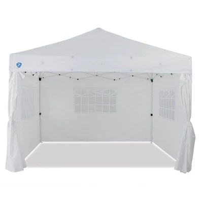 Z-Shade Venture 12 X 10 Foot Outdoor Pop Up Canopy Tent With Light Filtering Side Panels And A 4 Pack Of Z-Shade Wrap Around Leg Weight Bags, White 1 Z-Shade Venture 12 X 10 Foot Outdoor Pop Up Canopy Tent With Light Filtering Side Panels And A 4 Pack Of Z-Shade Wrap Around Leg Weight Bags, White