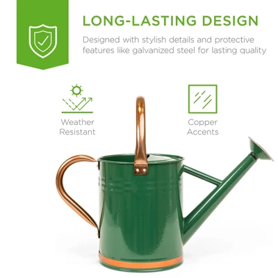 Best Choice Products 1-Gallon Galvanized Steel Watering Can For Gardening W/ O-Ring, Top Handle, Copper Accents 1 Best Choice Products 1-Gallon Galvanized Steel Watering Can For Gardening W/ O-Ring, Top Handle, Copper Accents