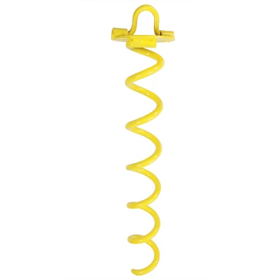 Sunnydaze Decor Sunnydaze Outdoor Tarp Tent Tie-Out Heavy-Duty Spiral Ground Anchor Stake With Folding Ring - Yellow 4 Sunnydaze Decor Sunnydaze Outdoor Tarp Tent Tie-Out Heavy-Duty Spiral Ground Anchor Stake With Folding Ring - Yellow - Image 4