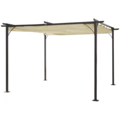 Outsunny 11.5' X 11.5' Retractable Patio Gazebo Pergola With UV Resistant Outdoor Canopy & Strong Steel Frame -Sunnydaze Decor Store GUEST 9399cd8b 407e 4d35 9daf 5b6b63e8f18a