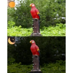 Techko Maid Parrot Red Solar Outdoor Garden Statue Decor With Spotlight -Sunnydaze Decor Store GUEST 9525925b 1887 4ed8 92bd 3b2e12105de7