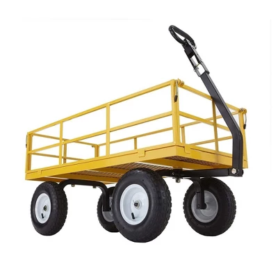 Gorilla Carts 1200lbs. Capacity Industrial Steel Utility Wagon With Removable Sides And 2 In 1 Handle For Towing - Yellow (GOR1201B) 1 Gorilla Carts 1200lbs. Capacity Industrial Steel Utility Wagon With Removable Sides And 2 In 1 Handle For Towing - Yellow (GOR1201B)
