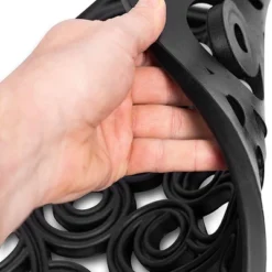 BirdRock Home Rubber Stepping Stone Tiles - 12 X 12" - Set Of 3 - Black