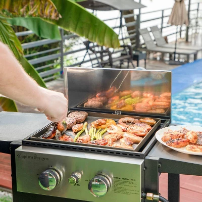 Captiva Designs E02GR010 2-Burner Propane Gas Flat Top Grill And Griddle - Black 2 Captiva Designs E02GR010 2-Burner Propane Gas Flat Top Grill And Griddle - Black - Image 2