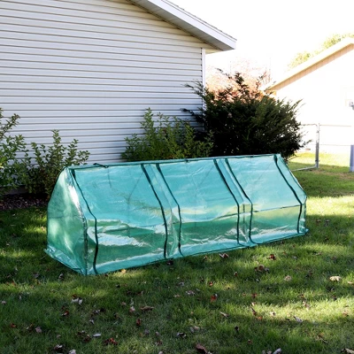 Sunnydaze Decor Sunnydaze Outdoor Portable Slanted Top Plant Shelter Mini Cloche Greenhouse With Zipper Doors - 36" - Green 10 Sunnydaze Decor Sunnydaze Outdoor Portable Slanted Top Plant Shelter Mini Cloche Greenhouse With Zipper Doors - 36" - Green - Image 10