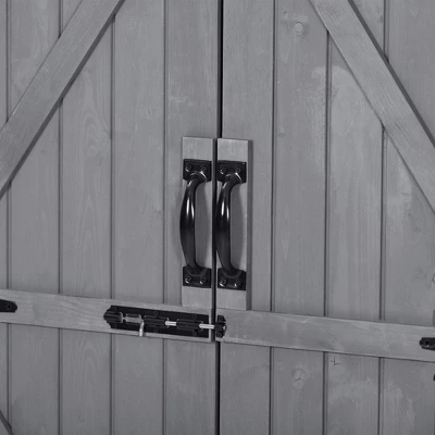 5.8ftx3ft Outdoor Wood Lean-to Storage Shed Tool Organizer With Waterproof Asphalt Roof, Lockable Doors, 3-tier Shelves-ModernLuxe 11 5.8ftx3ft Outdoor Wood Lean-to Storage Shed Tool Organizer With Waterproof Asphalt Roof, Lockable Doors, 3-tier Shelves-ModernLuxe - Image 11