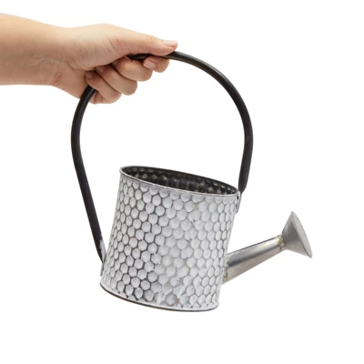 Okuna Outpost Galvanized Metal Watering Can Vase For Indoor Outdoor Plant, Succulents (5.1 X 10 In) 4 Okuna Outpost Galvanized Metal Watering Can Vase For Indoor Outdoor Plant, Succulents (5.1 X 10 In) - Image 4