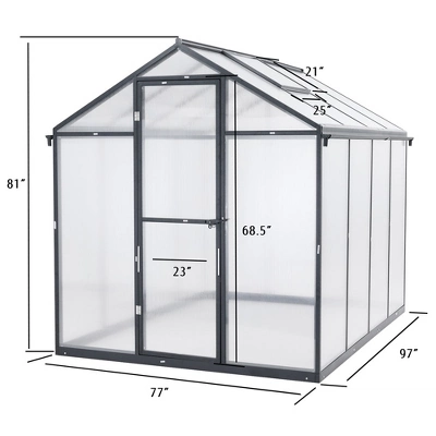 AOODOR Walk-in Greenhouse Polycarbonate Panel Hobby GreenhousesGarden 4 AOODOR Walk-in Greenhouse Polycarbonate Panel Hobby GreenhousesGarden - Image 4