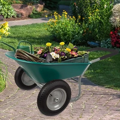 Nature Spring 2-Wheeled Garden Wheelbarrow For Residential DIY Landscaping, Lawn Care, And Remodeling 5 Nature Spring 2-Wheeled Garden Wheelbarrow For Residential DIY Landscaping, Lawn Care, And Remodeling - Image 5