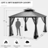 Tangkula 12ft X 10ft Patio Hardtop Gazebo Double Vented Roof Outdoor Galvanized Steel Sun Shelter Brown/Gray