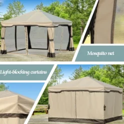 Patio Gazebo Aluminum Outdoor Tent Shelter Canopy With Privacy Curtain And Netting -Sunnydaze Decor Store GUEST 9ddbee41 2bbc 4f60 a990 b567d487f4f2