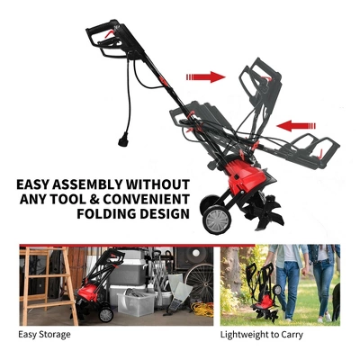 Costway 17-Inch 13.5 Amp Corded Electric Tiller And Cultivator 9'' Tilling Depth Red 5 Costway 17-Inch 13.5 Amp Corded Electric Tiller And Cultivator 9'' Tilling Depth Red - Image 5