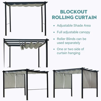 Aoodor 10 X 10 Ft Outdoor Pergola With Retractable Canopy, Aluminum Frame, 4 Pieces Patio Sun Shade Shelter For Backyard, Deck 2 Aoodor 10 X 10 Ft Outdoor Pergola With Retractable Canopy, Aluminum Frame, 4 Pieces Patio Sun Shade Shelter For Backyard, Deck - Image 2