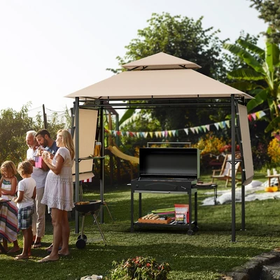 Tangkula 13.5'x 4'Patio BBQ Grill Gazebo Side Awnings Shelves 2-Tier Canopy Outdoor 2 Tangkula 13.5'x 4'Patio BBQ Grill Gazebo Side Awnings Shelves 2-Tier Canopy Outdoor - Image 2