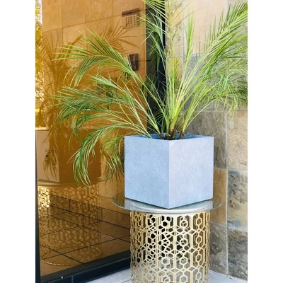 Rosemead Home & Garden, Inc. 10" Wide Kante Lightweight Modern Square Concrete/Fiberglass Indoor Outdoor Planter Box Slate Gray 4 Rosemead Home & Garden, Inc. 10" Wide Kante Lightweight Modern Square Concrete/Fiberglass Indoor Outdoor Planter Box Slate Gray - Image 4