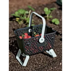 Gardener's Supply Company Multipurpose Mini Garden Basket | Mini Mod Hod For Collecting, Carrying, And Cleaning | Folding Legs And Handle | 9.5"L X 7"