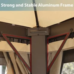 Patio Gazebo Aluminum Outdoor Tent Shelter Canopy With Privacy Curtain And Netting -Sunnydaze Decor Store GUEST a1f3ecfe 6fa4 41fa ab77 2419e59033d1