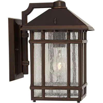 Kathy Ireland Sierra Craftsman Mission Outdoor Wall Light Fixture Rubbed Bronze 11" High Frosted Seeded Glass Panels For Post Exterior Barn Deck House 4 Kathy Ireland Sierra Craftsman Mission Outdoor Wall Light Fixture Rubbed Bronze 11" High Frosted Seeded Glass Panels For Post Exterior Barn Deck House - Image 4