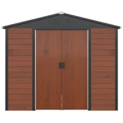 Outsunny 94.5" X 81" Outdoor Storage Shed, Galvanized Steel Metal Garden Shed With Double Sliding Lockable Door, Floor Frame, Vents, Teak 8 Outsunny 94.5" X 81" Outdoor Storage Shed, Galvanized Steel Metal Garden Shed With Double Sliding Lockable Door, Floor Frame, Vents, Teak -Sunnydaze Decor Store GUEST a292ab88 a26e 48c6 9f25 fc7a81fea29a