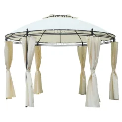 Outsunny 11.5' Steel Outdoor Patio Gazebo Canopy With Double Roof Romantic Round Design & Included Side Curtains -Sunnydaze Decor Store GUEST a2ffc94e b19d 46c4 8439 21a01f495eb3