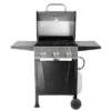 Grill Boss GBC1932M Outdoor BBQ 3 Burner Propane Gas Grill For Barbecue Cooking With Top Cover Lid, Wheels, And Side Storage Shelves, Black