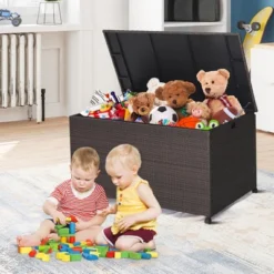 Costway 133 Gallon Patio Rattan Storage Deck Box Container Wheel Handle W/Liner 12 Costway 133 Gallon Patio Rattan Storage Deck Box Container Wheel Handle W/Liner -Sunnydaze Decor Store GUEST a3bcfb40 87d8 4450 9556 892d11ca44c1