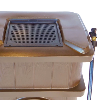 FCMP Outdoor WG4000 45 Gallon Wood Grain Outdoor Home Rain Water Catcher Barrel Flat Back Container With Spigots And Mesh Screen, Brown 2 FCMP Outdoor WG4000 45 Gallon Wood Grain Outdoor Home Rain Water Catcher Barrel Flat Back Container With Spigots And Mesh Screen, Brown - Image 2