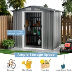 Costway 6 X 4 FT Outdoor Storage Shed Galvanized Steel Shed With Lockable Sliding Doors 14 Costway 6 X 4 FT Outdoor Storage Shed Galvanized Steel Shed With Lockable Sliding Doors -Sunnydaze Decor Store GUEST a4a286b8 d0fb 4e57 a586 34f1bd49d91d