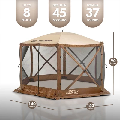 Clam Quick-Set Escape Sided Portable Pop-Up Outdoor Camping Gazebo Screen Tent With Ground Stakes And Carry Bag 1 Clam Quick-Set Escape Sided Portable Pop-Up Outdoor Camping Gazebo Screen Tent With Ground Stakes And Carry Bag
