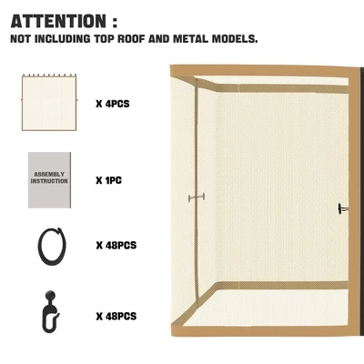 Aoodor Gazebo Netting Black 12' X 12' Polyester Screen Replacement 4 Panel Sidewalls For Patio (Only Netting) 2 Aoodor Gazebo Netting Black 12' X 12' Polyester Screen Replacement 4 Panel Sidewalls For Patio (Only Netting) - Image 2