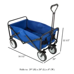 Nature Spring Collapsible Utility Wagon For Camping, Gardening, Landscaping, And Shopping - 34.5" X 20", Blue