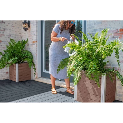 Vita 22" Wide Urbana Cube Square Planter Box Espresso 8 Vita 22" Wide Urbana Cube Square Planter Box Espresso - Image 8