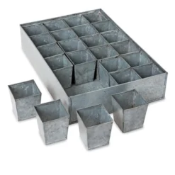 Gardener's Supply Company Galvanized Steel Seed Starter Tray | Heavy Duty Metal Greenhouse Seed Starting Tray With 24 Removable Cells | Indoor &