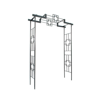 Achla Designs 95.5" Elegant Handcrafted Square-on-Square Iron Garden Arbor Graphite Powder Coated Finish 1 Achla Designs 95.5" Elegant Handcrafted Square-on-Square Iron Garden Arbor Graphite Powder Coated Finish