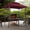 SUGIFT 8' X 5' Outdoor Grill Gazebo Shelter Tent With 2 Tier In Burgundy