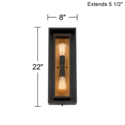 Possini Euro Design Metropolis Mid Century Modern Outdoor Wall Light Fixture Black Gold 22" Clear Glass For Post Exterior Barn Deck House Porch Yard -Sunnydaze Decor Store GUEST aae5f51b e12b 41f2 9fe6 4af7d7a4cdba