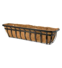 Plow & Hearth - English Hay Basket Window Planter With Coco Liner & Brackets