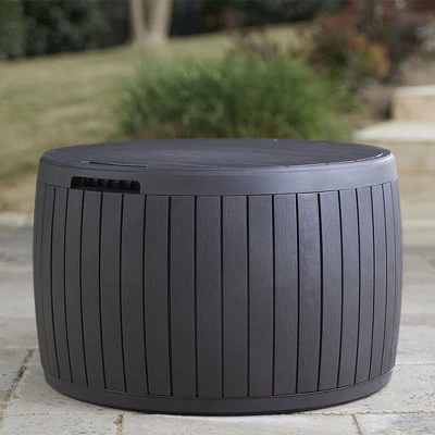 Keter Circa 3 In 1 Patio Deck Storage Box Container With Resin Wood Texture For Outdoor Table Or Chair Pool Furniture Decor, 37 Gallon (Brown) 2 Keter Circa 3 In 1 Patio Deck Storage Box Container With Resin Wood Texture For Outdoor Table Or Chair Pool Furniture Decor, 37 Gallon (Brown) - Image 2