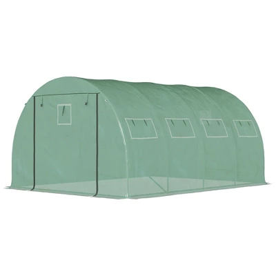 Outsunny Walk-in Tunnel Greenhouse With 2 Zippered Mesh Doors Upgraded Hot House, Green, 13' X 10' X 6.5' 3 Outsunny Walk-in Tunnel Greenhouse With 2 Zippered Mesh Doors Upgraded Hot House, Green, 13' X 10' X 6.5' - Image 3