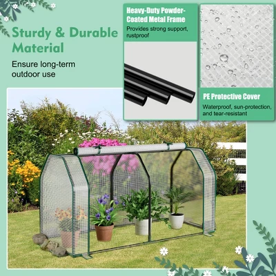 Costway 47.5''x 21.5''x 24''Portable Mini Greenhouse With 2 Zipper Doors & Ground Stakes 6 Costway 47.5''x 21.5''x 24''Portable Mini Greenhouse With 2 Zipper Doors & Ground Stakes - Image 6