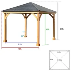 Aoodor Patio Solid Wooden Gazebo 10 X 10 Ft. Hardtop Roof For Garden 11 Aoodor Patio Solid Wooden Gazebo 10 X 10 Ft. Hardtop Roof For Garden -Sunnydaze Decor Store GUEST ada21025 0691 4100 bd14 7f0a69c897da