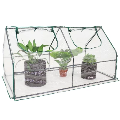 Sunnydaze Decor Sunnydaze Outdoor Portable Plant Shelter Mini Greenhouse With Double Zipper Doors And Cover - Clear 7 Sunnydaze Decor Sunnydaze Outdoor Portable Plant Shelter Mini Greenhouse With Double Zipper Doors And Cover - Clear - Image 7