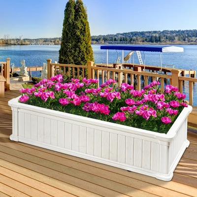48''x24''Raised Garden Bed Rectangle Plant Box Planter Flower Vegetable White 7 48''x24''Raised Garden Bed Rectangle Plant Box Planter Flower Vegetable White - Image 7