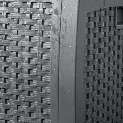 Suncast 73 Gallon Medium Wicker Indoor/Outdoor Storage Boxes For Garden Tools, Pool Accessories, And Patio Cushions, Cyberspace (3 Pack) 2 Suncast 73 Gallon Medium Wicker Indoor/Outdoor Storage Boxes For Garden Tools, Pool Accessories, And Patio Cushions, Cyberspace (3 Pack) - Image 2