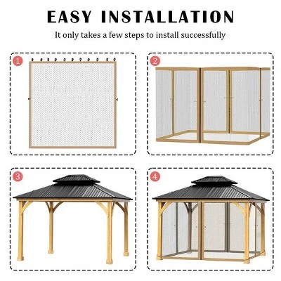 Aoodor Gazebo Netting Screen Replacement Universal 4-Panel Sidewalls 10' X 10' (Only Netting) 5 Aoodor Gazebo Netting Screen Replacement Universal 4-Panel Sidewalls 10' X 10' (Only Netting) - Image 5