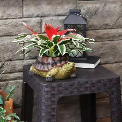 Sunnydaze Decor Sunnydaze Polyresin Teddy The Turtle Decorative Indoor/Outdoor Garden Planter For Patio, Lawn, Porch And Backyard - 11" W - Green And Brown 1 Sunnydaze Decor Sunnydaze Polyresin Teddy The Turtle Decorative Indoor/Outdoor Garden Planter For Patio, Lawn, Porch And Backyard - 11" W - Green And Brown