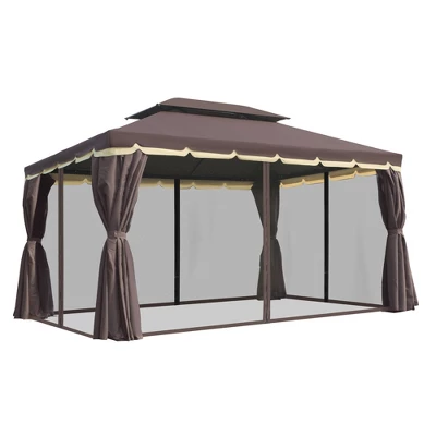 Outsunny 10' X 13' Patio Gazebo, 2-Tier Polyester Roof, Vented Canopy, Mesh, Portable Aluminum Frame For Outdoor 3 Outsunny 10' X 13' Patio Gazebo, 2-Tier Polyester Roof, Vented Canopy, Mesh, Portable Aluminum Frame For Outdoor - Image 3