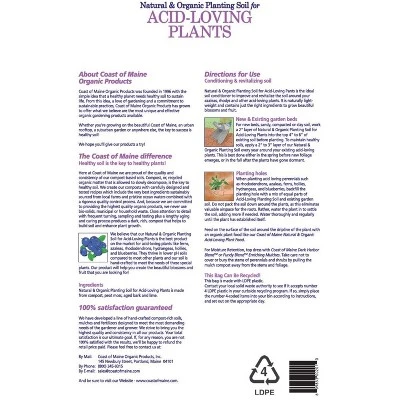 Coast Of Maine Organic Natural Garden Compost Potting Planting Soil Blend For Acid Loving Plants, Bushes, And Flowers, 20 Quart Bag (2 Pack) 3 Coast Of Maine Organic Natural Garden Compost Potting Planting Soil Blend For Acid Loving Plants, Bushes, And Flowers, 20 Quart Bag (2 Pack) - Image 3
