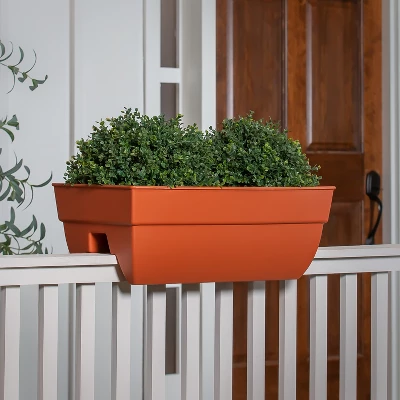 Evergreen 24" Railing Planter, Terra Cotta 1 Evergreen 24" Railing Planter, Terra Cotta